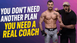 Mike Dolce pointing at shredded UFC fighter with bold text: "You Don’t Need Another Plan—You Need a Real Coach"